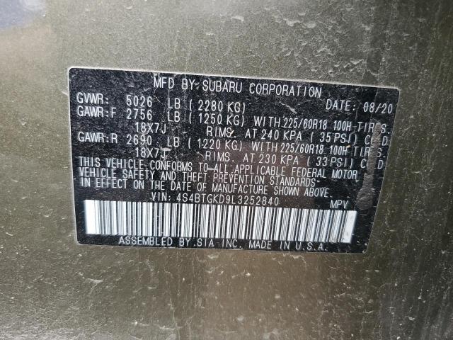 2020 SUBARU OUTBACK ON 4S4BTGKD9L3252840