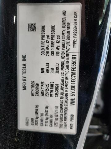 2021 TESLA MODEL 3 5YJ3E1EC7MF055091