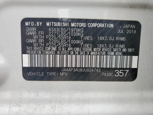 2018 MITSUBISHI OUTLANDER JA4AP3AU9JU024742