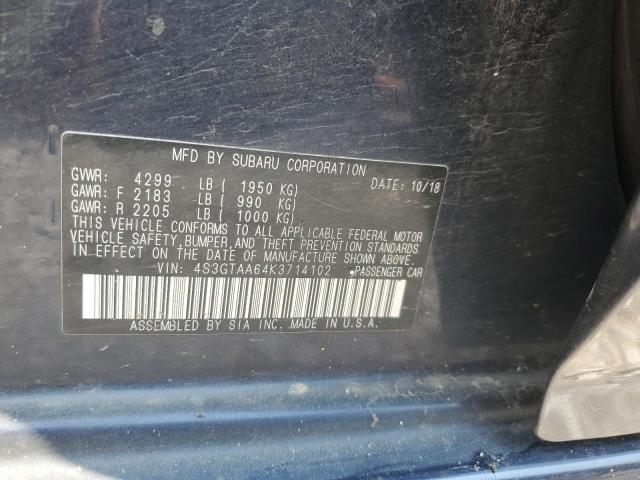 2019 SUBARU IMPREZA 4S3GTAA64K3714102