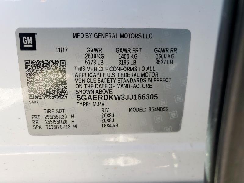 2018 BUICK ENCLAVE AV 5GAERDKW3JJ166305