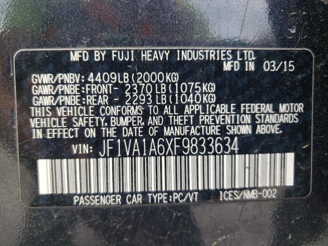 2015 SUBARU WRX JF1VA1A6XF9833634