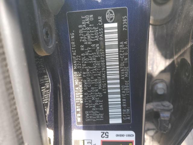 2022 TOYOTA CAMRY SE 4T1G11AK2NU667357
