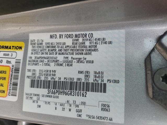 2016 FORD FUSION SE - 3FA6P0H96GR310162