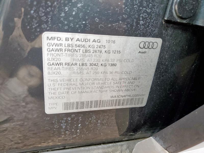 2018 AUDI Q5 PRESTIG WA1CNAFY6J2000490