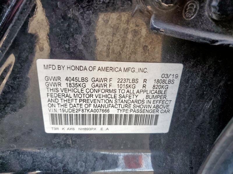 2019 ACURA ILX PREMIU 19UDE2F87KA007666