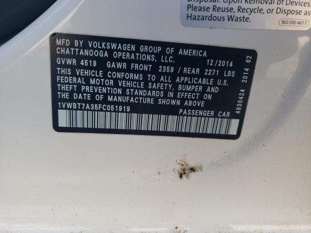 2015 VOLKSWAGEN PASSAT SE 1VWBT7A35FC051919