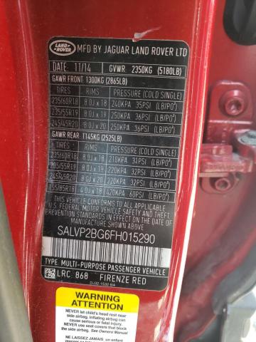 2015 LAND ROVER RANGE ROVE - SALVP2BG6FH015290