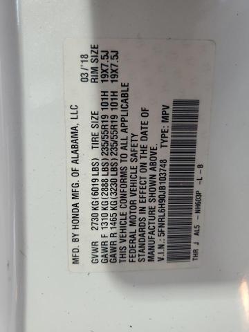 2018 HONDA ODYSSEY EL 5FNRL6H90JB103748