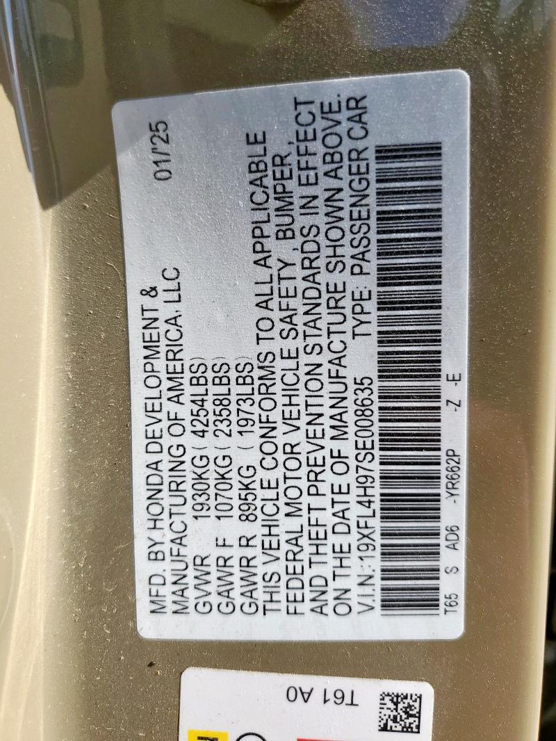 2025 HONDA CIVIC SPOR 19XFL4H97SE008635