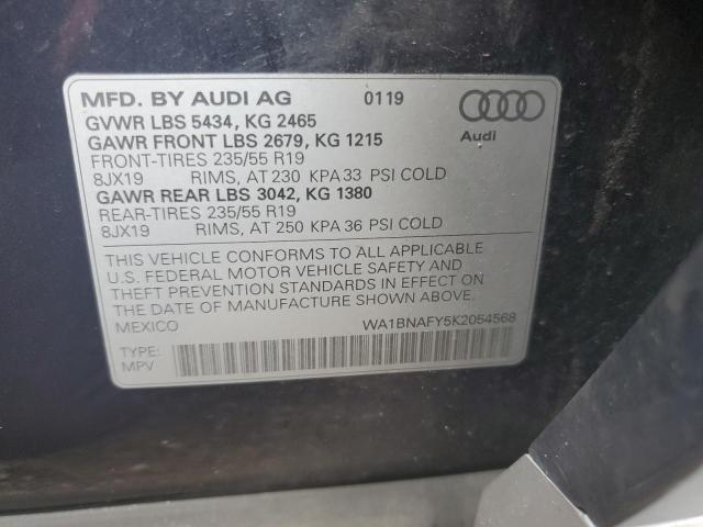 2019 AUDI Q5 PREMIUM WA1BNAFY5K2054568