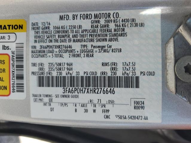 2017 FORD FUSION SE - 3FA6P0H7XHR276646