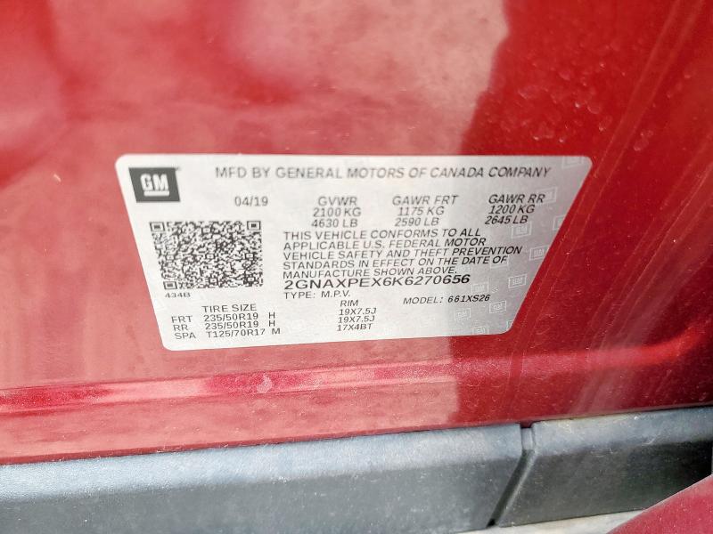 2019 CHEVROLET EQUINOX PR - 2GNAXPEX6K6270656