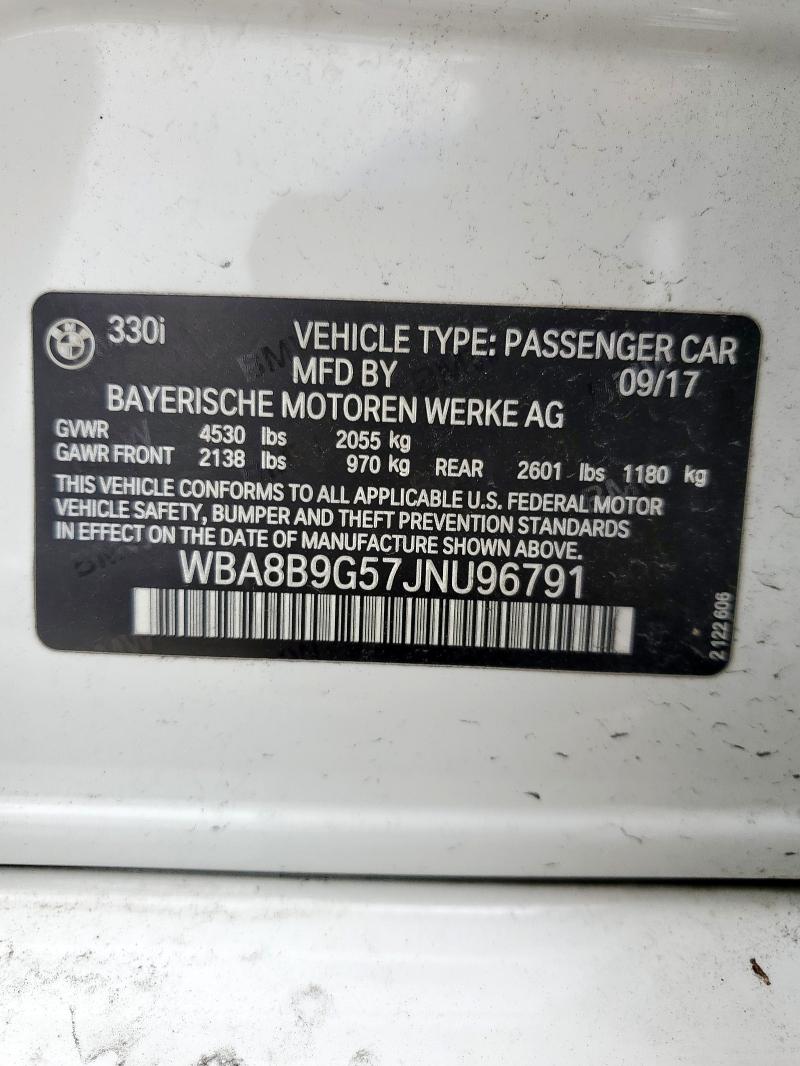 2018 BMW 330 I WBA8B9G57JNU96791