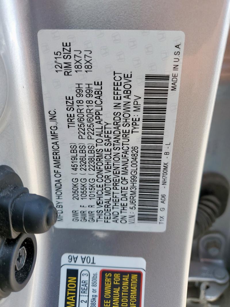 2016 HONDA CR-V TOURI 5J6RM3H99GL004826