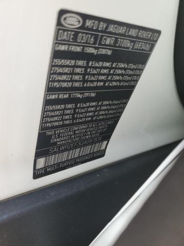 2016 LAND ROVER RANGE ROVE SALWR2EF3GA587834
