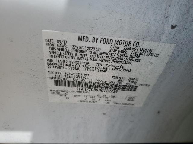 2017 FORD TAURUS SE 1FAHP2D89HG128739