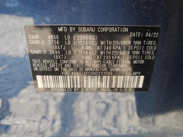2022 SUBARU OUTBACK TO 4S4BTAPC6N3233095