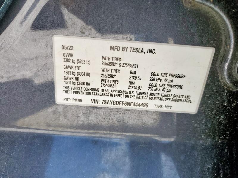 2022 TESLA MODEL Y - 7SAYGDEF6NF444496