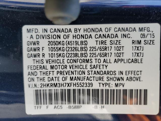 2015 HONDA CR-V EXL 2HKRM3H7XFH552339