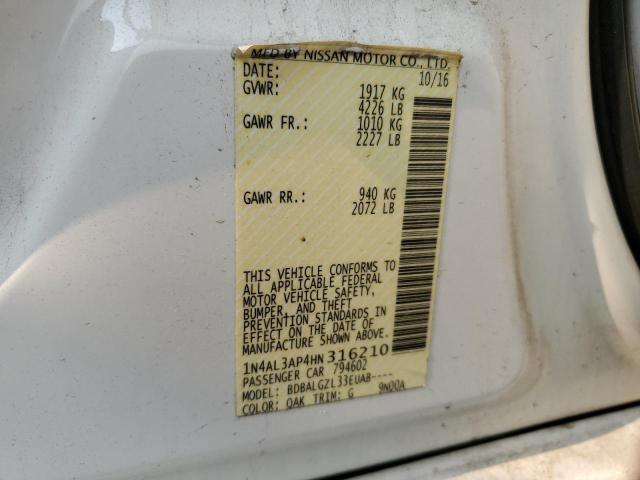 2017 NISSAN ALTIMA 2.5 - 1N4AL3AP4HN316210