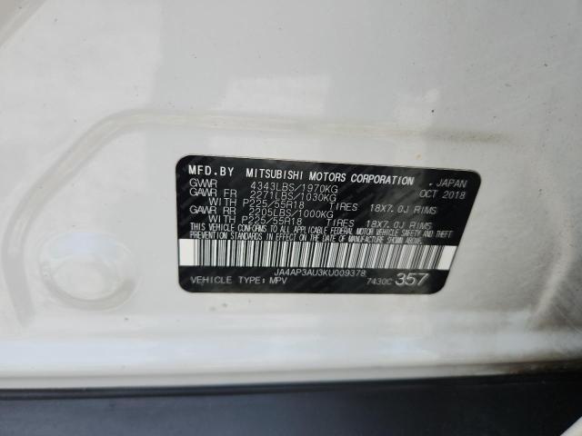 2019 MITSUBISHI OUTLANDER JA4AP3AU3KU009378