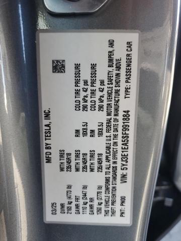 2025 TESLA MODEL 3 5YJ3E1EA5SF991884