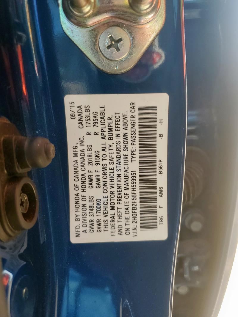 2015 HONDA CIVIC LX 2HGFB2F56FH559951