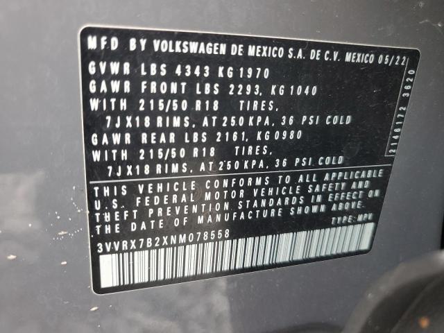 2022 VOLKSWAGEN TAOS SE 3VVRX7B2XNM078558