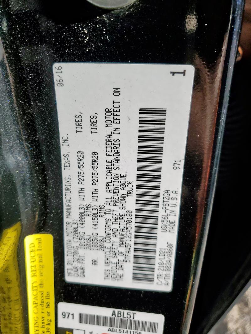 2016 TOYOTA TUNDRA CRE - 5TFAW5F12GX570180