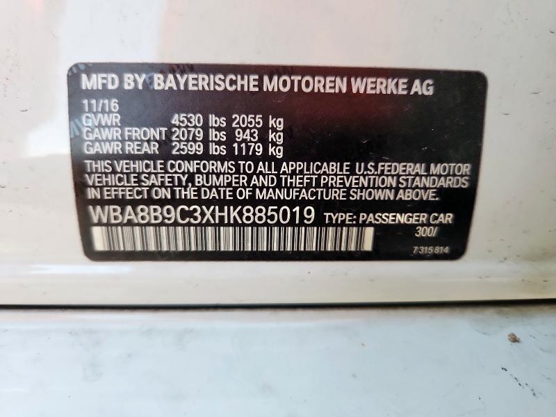 2017 BMW 330 I WBA8B9C3XHK885019