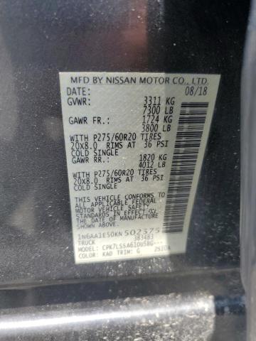 2019 NISSAN TITAN SV 1N6AA1E50KN502375