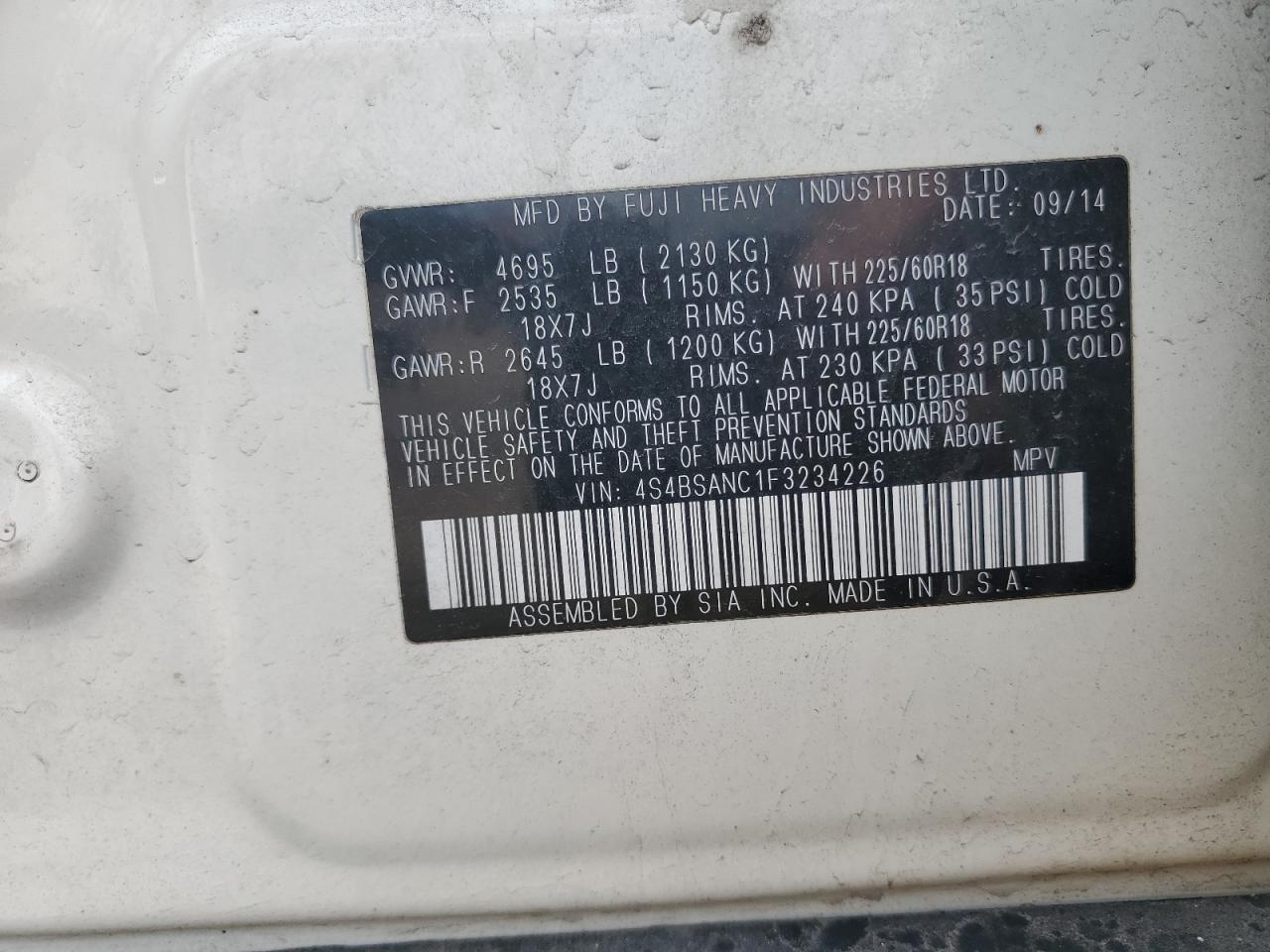 SUBARU OUTBACK 2.5I LIMITED