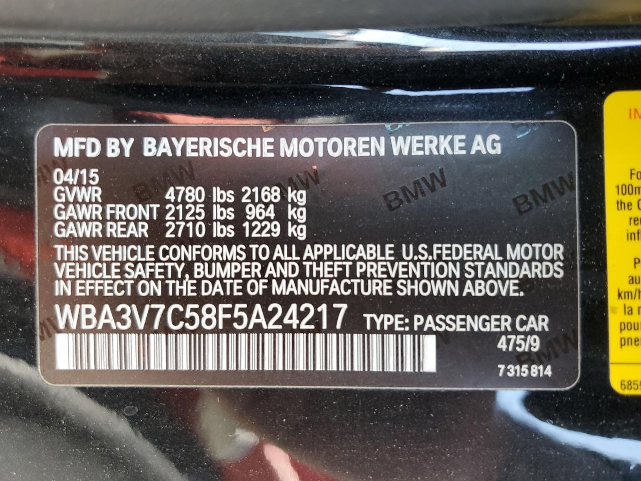 BMW 4 SERIES I SULEV