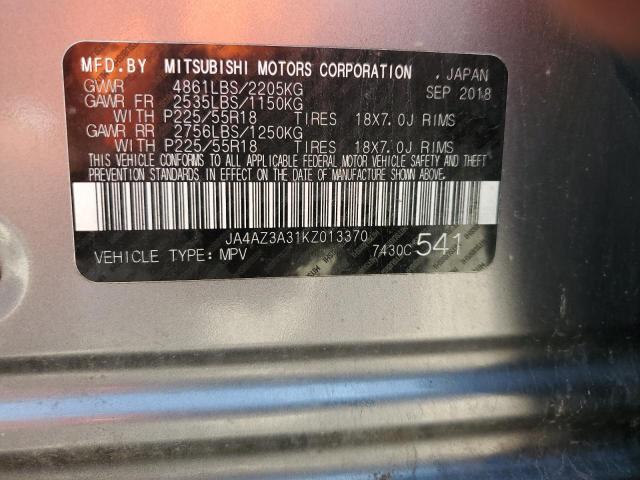 2019 MITSUBISHI OUTLANDER JA4AZ3A31KZ013370