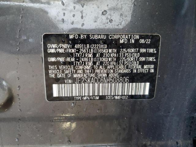 2022 SUBARU FORESTER JF2SKACC6NH508806