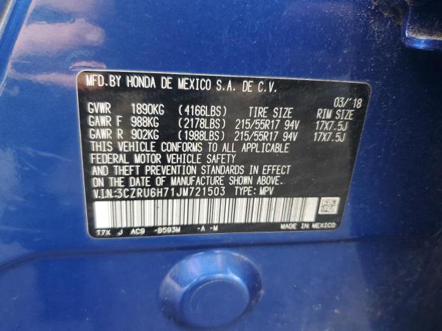 2018 HONDA HR-V EXL 3CZRU6H71JM721503