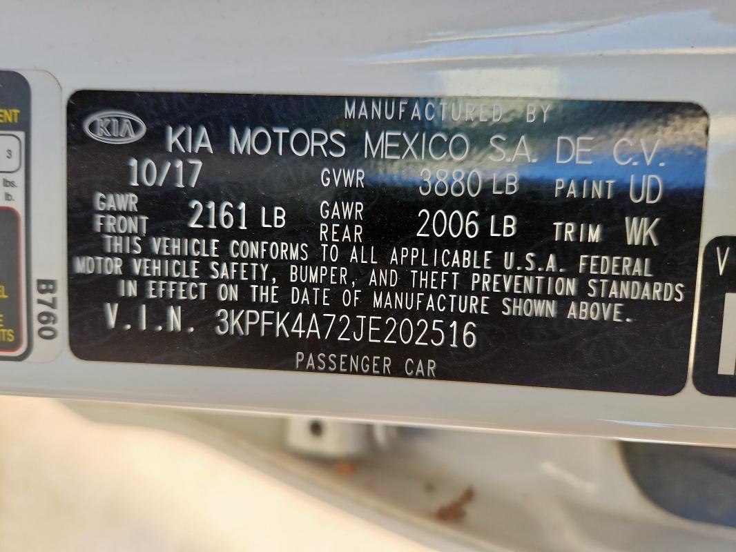 2018 KIA FORTE LX 3KPFK4A72JE202516