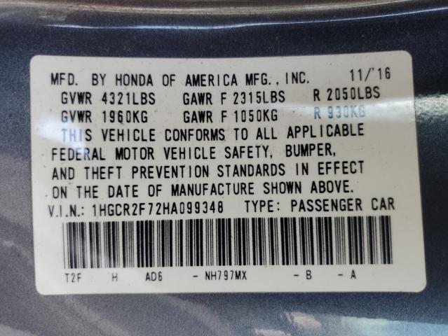 2017 HONDA ACCORD EX 1HGCR2F72HA099348