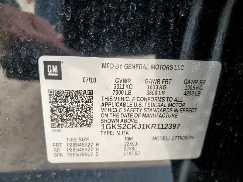 2019 GMC YUKON DENA 1GKS2CKJ1KR112397