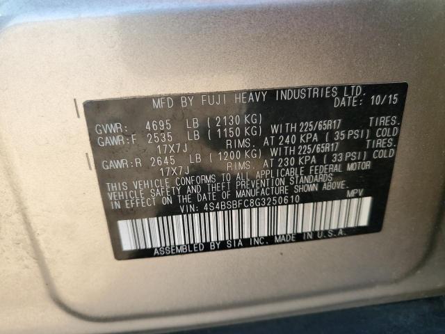 2016 SUBARU OUTBACK 2. - 4S4BSBFC8G3250610