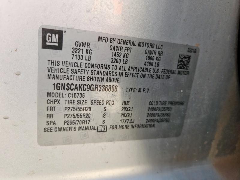 2016 CHEVROLET TAHOE C150 1GNSCAKC9GR336806
