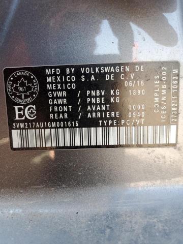 2016 VOLKSWAGEN GOLF S/SE 3VW217AU1GM001615