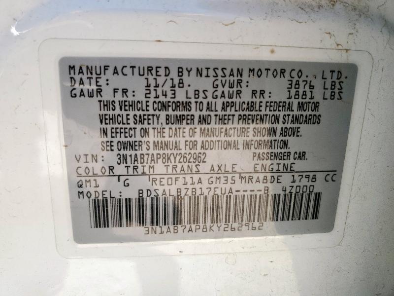 2019 NISSAN SENTRA S - 3N1AB7AP8KY262962