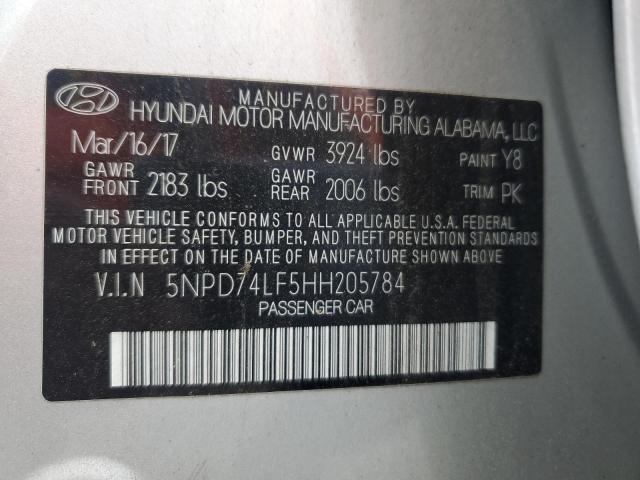 2017 HYUNDAI ELANTRA SE - 5NPD74LF5HH205784