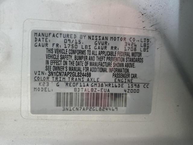 2016 NISSAN VERSA S - 3N1CN7AP2GL824469