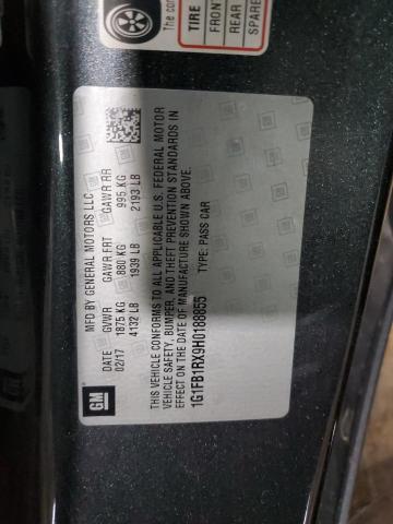 2017 CHEVROLET CAMARO LT 1G1FB1RX9H0188855