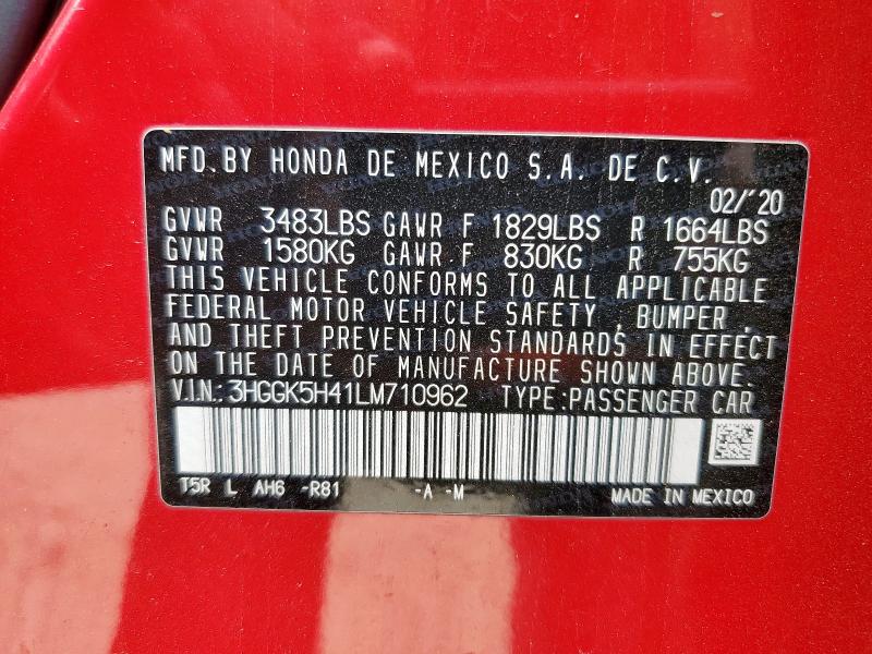 2020 HONDA FIT LX 3HGGK5H41LM710962