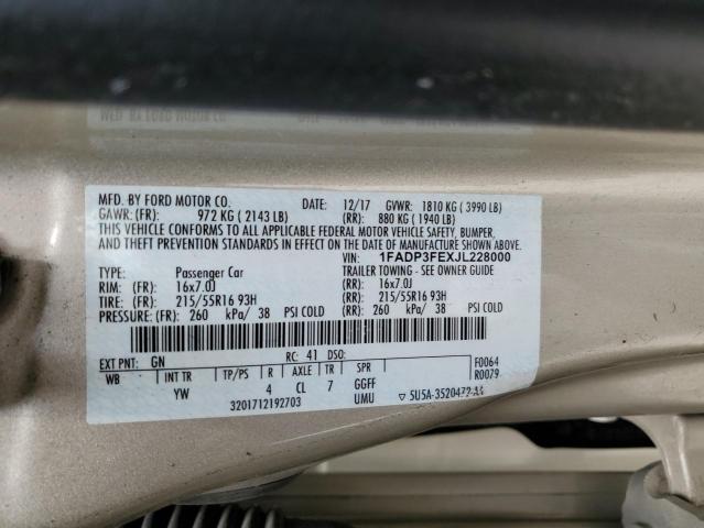 2018 FORD FOCUS SE 1FADP3FEXJL228000