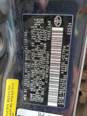 2015 TOYOTA CAMRY LE - 4T1BF1FK2FU914561